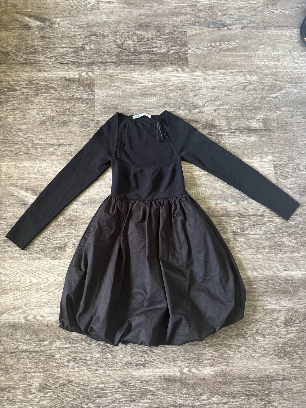 Black Zara Long Sleeve Bubble Dress
